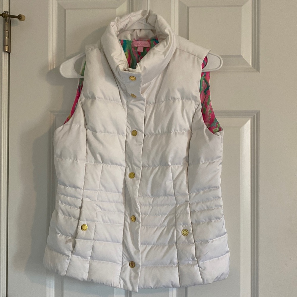 White Lilly Puffer Vest- M